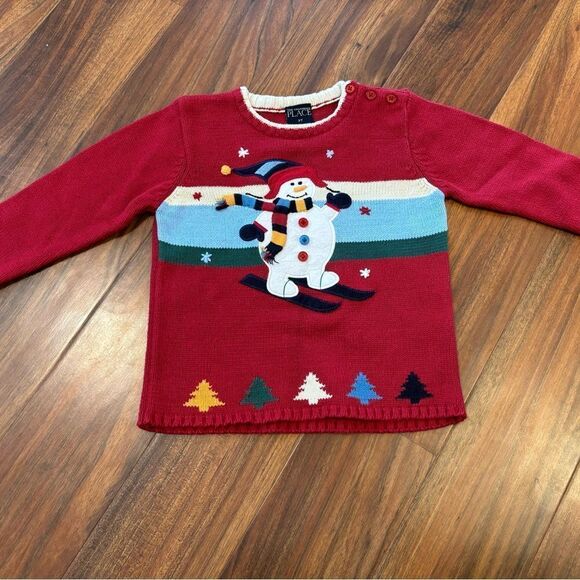 The Children’s Place red Snowman crewneck sweater - Picture 1 of 5